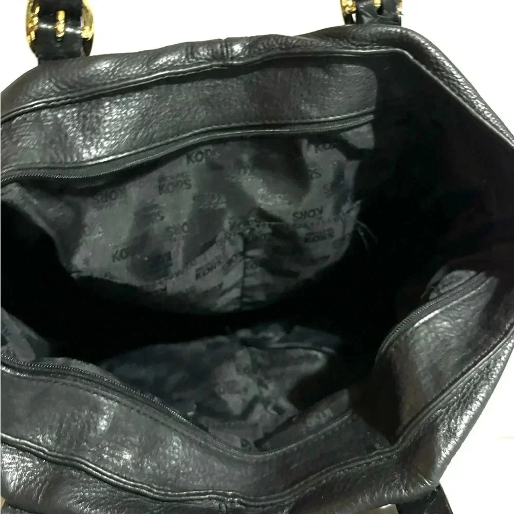 Michael kors black leather shoulder handbag